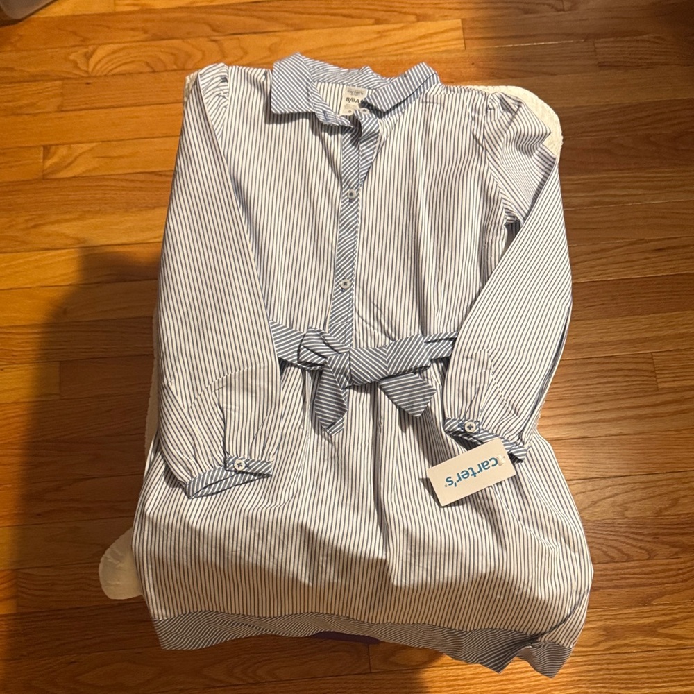 Carter's Navy and White Striped Shirt Dress
